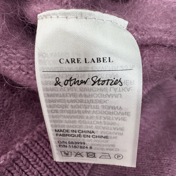 Paris Atelier & Other Stories Size XS Lavender Button-Up Cardigan Mohair - Picture 10 of 14